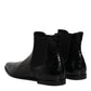 Dolce & Gabbana Black Leather Chelsea Men Ankle Boots Shoes