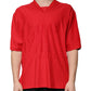 Dolce & Gabbana Red Cotton V-neck Short Sleeves T-shirt