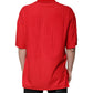 Dolce & Gabbana Red Cotton V-neck Short Sleeves T-shirt