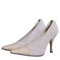 Dolce & Gabbana White Beige Leather High Heels Pumps Shoes