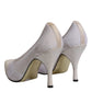 Dolce & Gabbana White Beige Leather High Heels Pumps Shoes