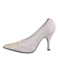 Dolce & Gabbana White Beige Leather High Heels Pumps Shoes