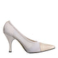 Dolce & Gabbana White Beige Leather High Heels Pumps Shoes