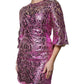 Dolce & Gabbana Metallic Fuchsia Floral Sheath Mini Dress