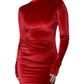 Dolce & Gabbana Red Velvet Long Sleeves Bodycon Mini Dress