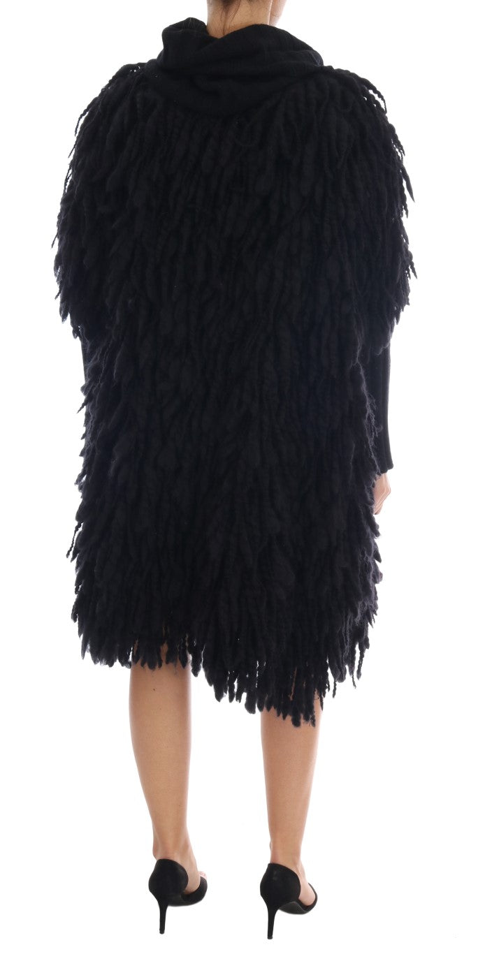 Dolce & Gabbana Elegant Black Fringed Wool-Cashmere Sweater