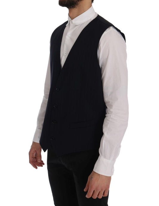 Dolce & Gabbana Elegant Striped Wool Blend Waistcoat Vest