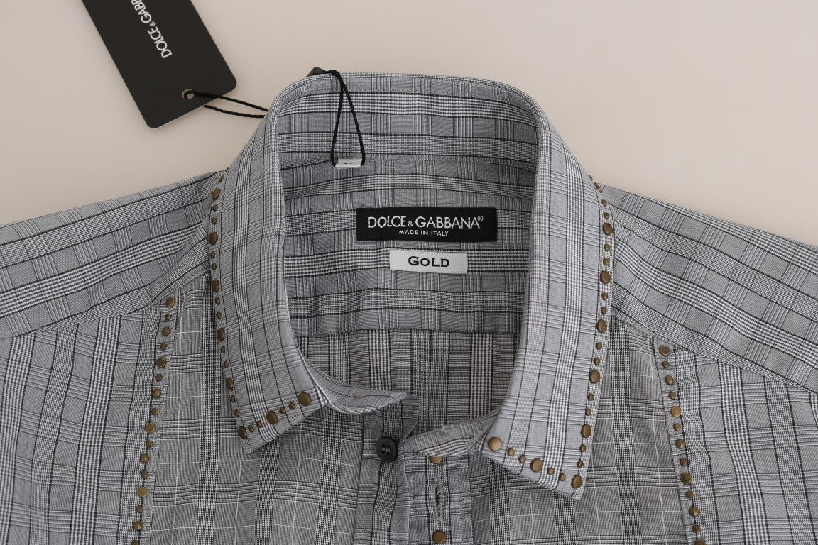 Dolce & Gabbana Elegant Gray Checkered Slim Fit Casual Shirt