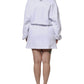 MSGM White Cotton Belted Long Sleeves Crew Neck Mini Dress