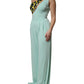 Elisabetta Franchi Mint Green One Shoulder Long Jumpsuit Dress