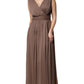 Peserico Brown Sleeveless Deep V-neck A-line Long Maxi Dress