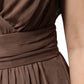 Peserico Brown Sleeveless Deep V-neck A-line Long Maxi Dress