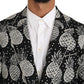 Dolce & Gabbana Chic Black Pineapple Print Wool Suit