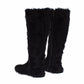 Dolce & Gabbana Elegant Black Fur Leather Flat Sneaker Boots