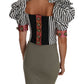 Dolce & Gabbana Elegant Cropped Corset Top with Crystal Buttons