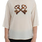 Dolce & Gabbana Ivory Sequined Silk Blouse Top