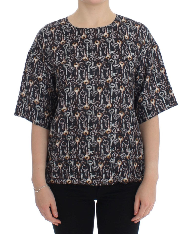 Dolce & Gabbana Enchanted Sicily Silk Blouse with Key Print