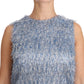 Dolce & Gabbana Elegant Light Blue Fringe Shift Dress