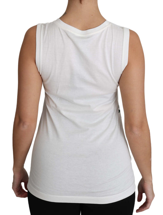 Dolce & Gabbana Elegant White Sleeveless Cotton Silk Shirt