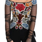 Dolce & Gabbana Elegant Floral Applique Long Sleeve Top