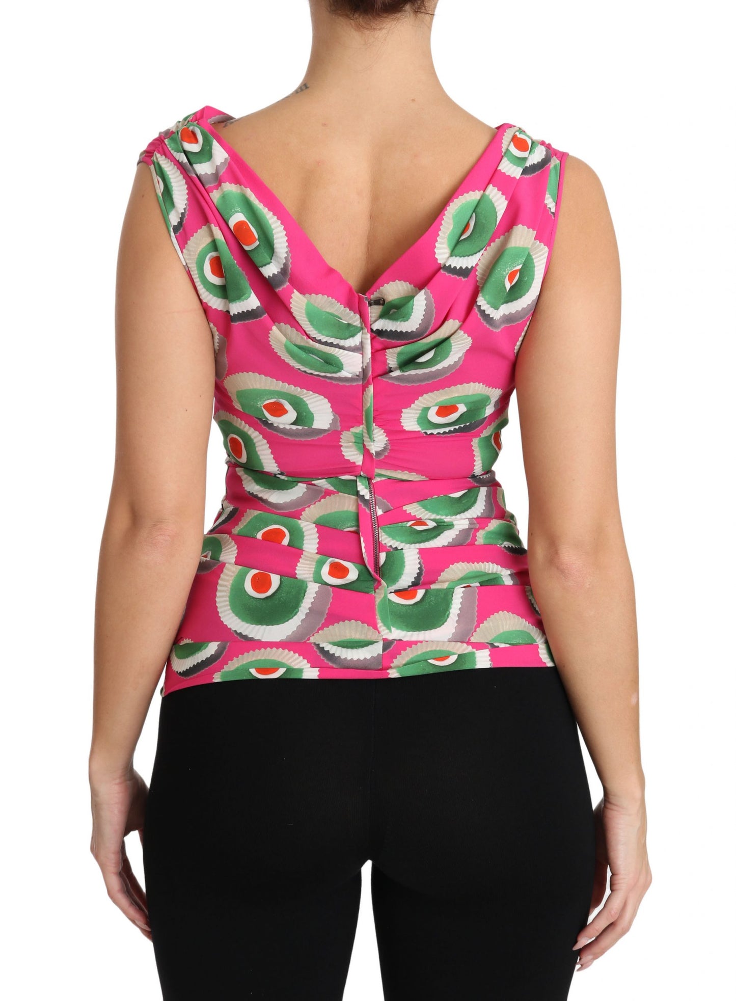 Dolce & Gabbana Sicilian Cake Print Sleeveless Silk Top