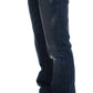 Costume National Chic Blue Wash Painted Slim Fit Jeans