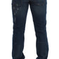 Costume National Chic Blue Wash Painted Slim Fit Jeans