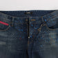 Costume National Chic Blue Wash Painted Slim Fit Jeans