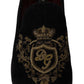 Dolce & Gabbana Elegant Black Loafers with Gold Crown Embroidery