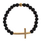 Nialaya Elegant Gold & Black Lava Stone Bracelet