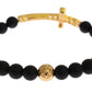 Nialaya Chic Matte Onyx Bead & CZ Diamond Cross Bracelet