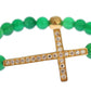 Nialaya Elegant Green Jade Bead & Gold Plated Bracelet