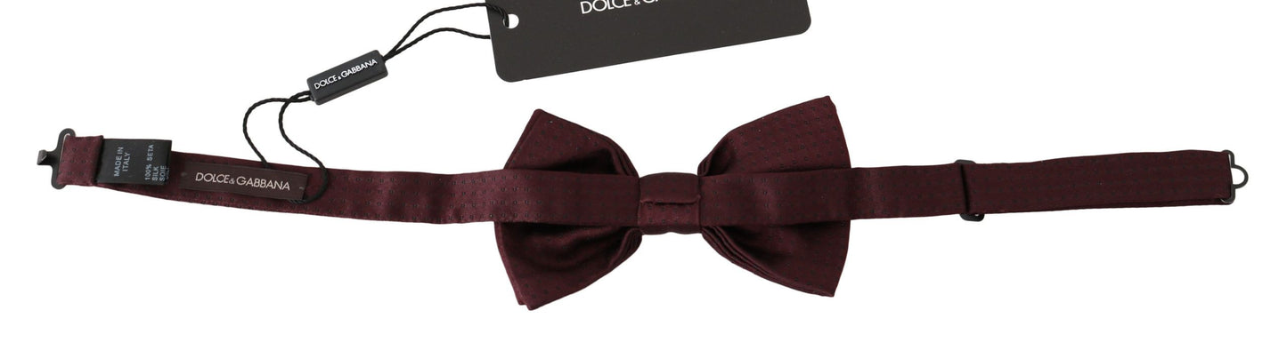 Dolce & Gabbana Elegant Maroon Silk Polka Dot Bow Tie