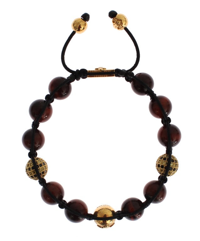 Nialaya Radiant Red Tiger Eye & CZ Gold Bracelet