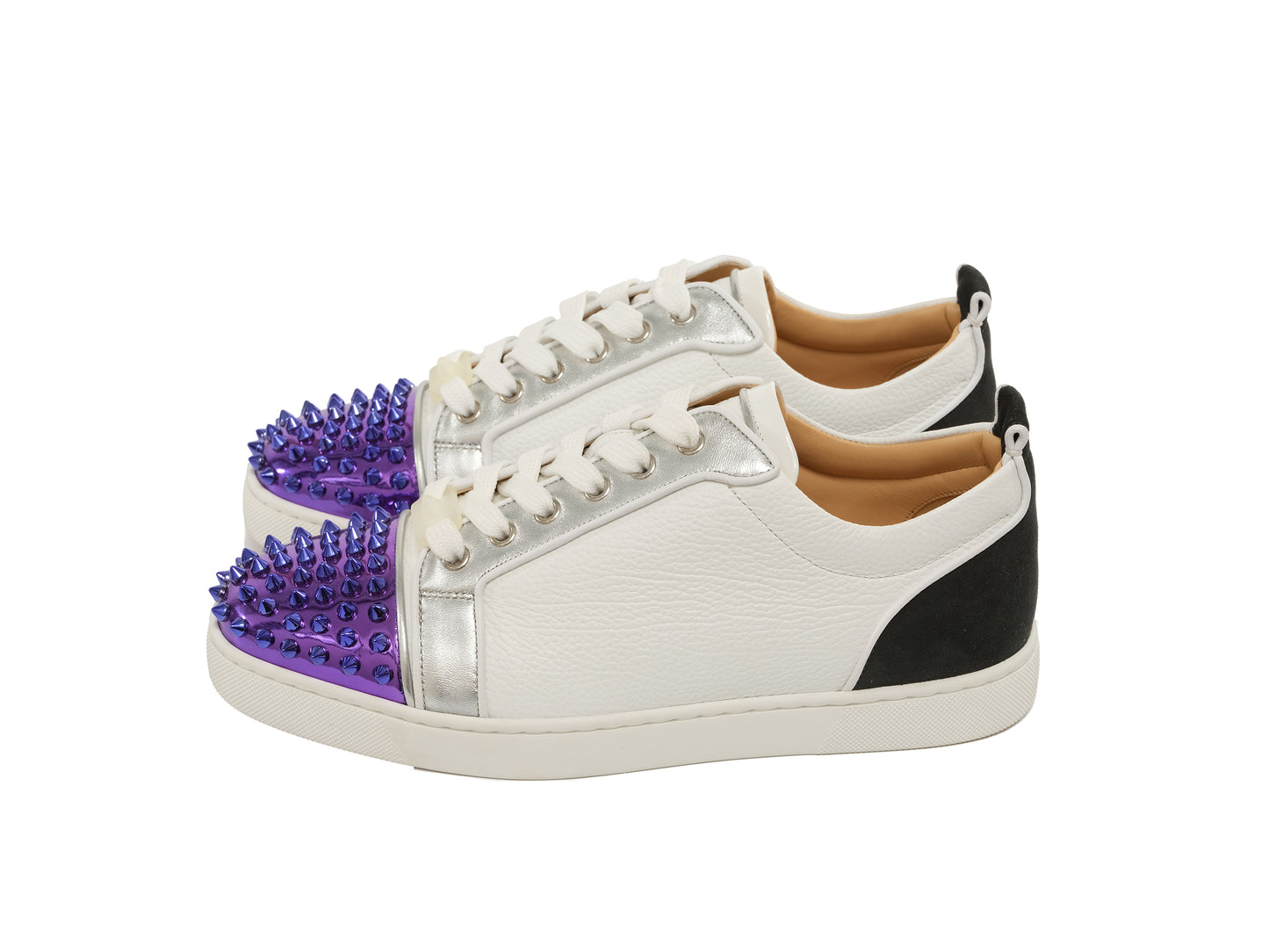 Christian Louboutin Louis Junior Spikes Flat Contrasting Leather Sneakers