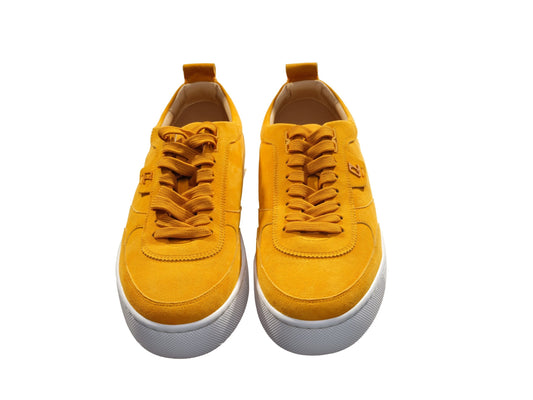 Christian Louboutin Happyrui Flat Yellow Suede Laceup Sneakers