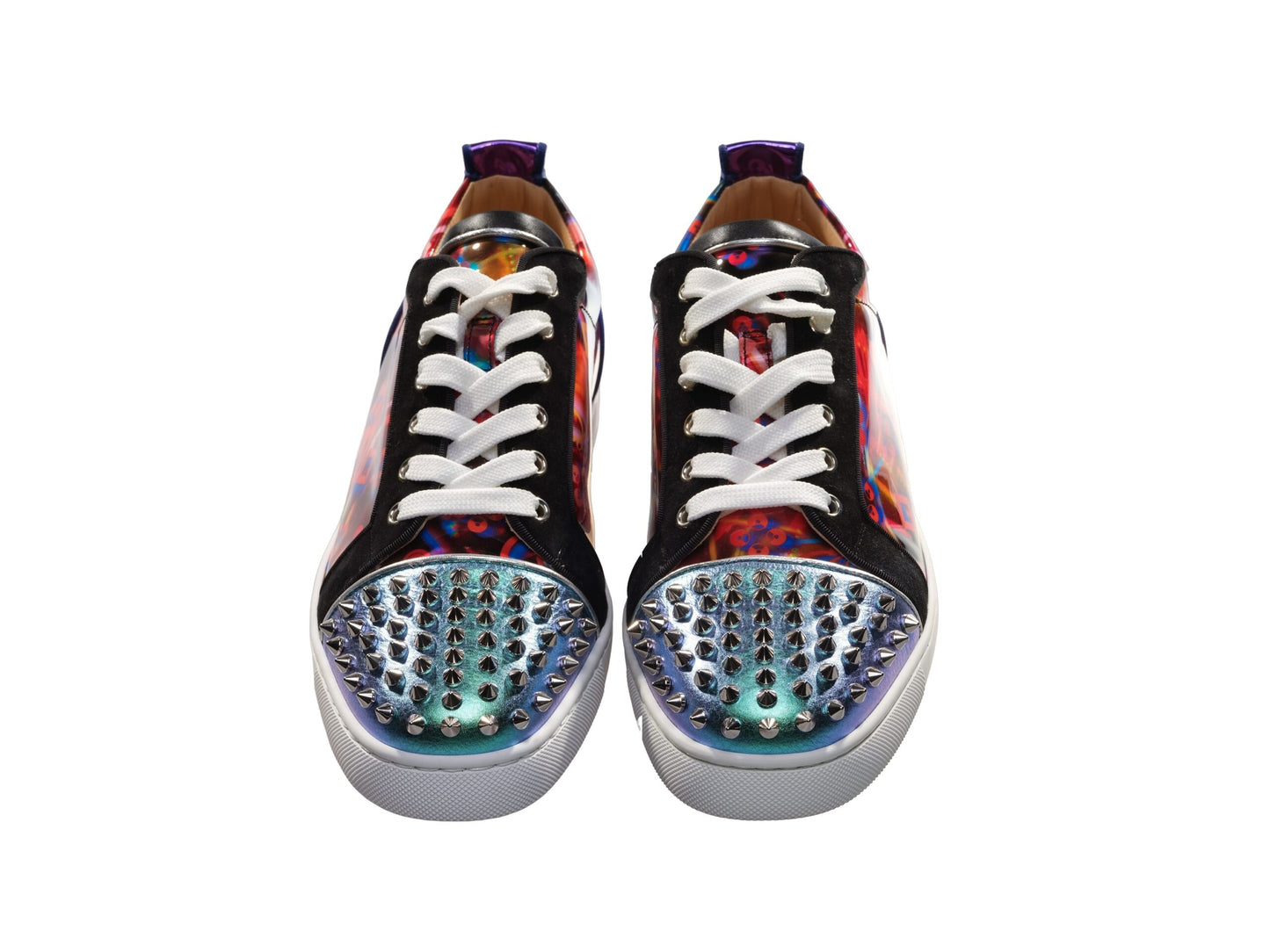 Christian Louboutin Louis Spikes Orlato Contrast Multicolor Laceup Sneakers