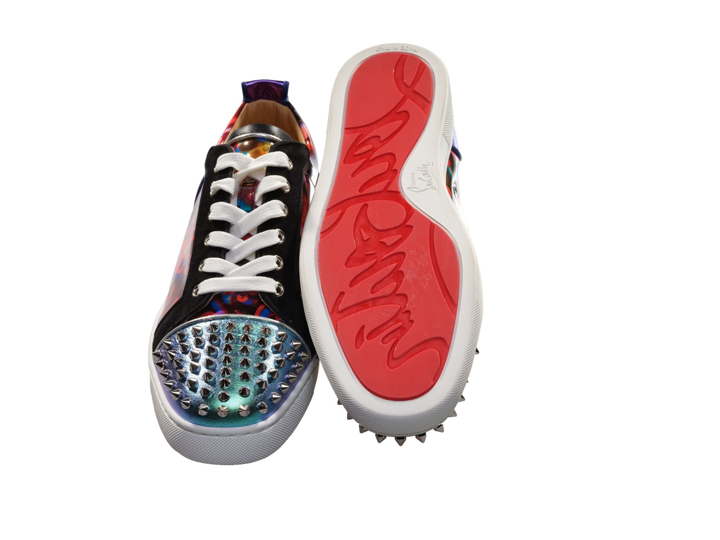 Christian Louboutin Louis Spikes Orlato Contrast Multicolor Laceup Sneakers