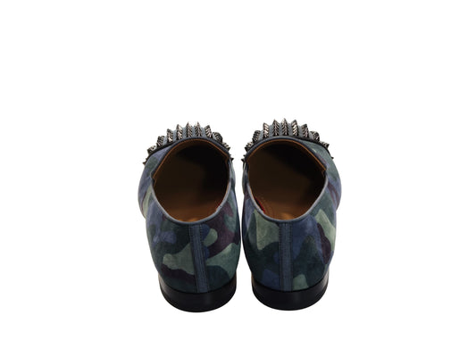 Christian Louboutin Spooky Flat Camouflage and Studded Slip On Shoes