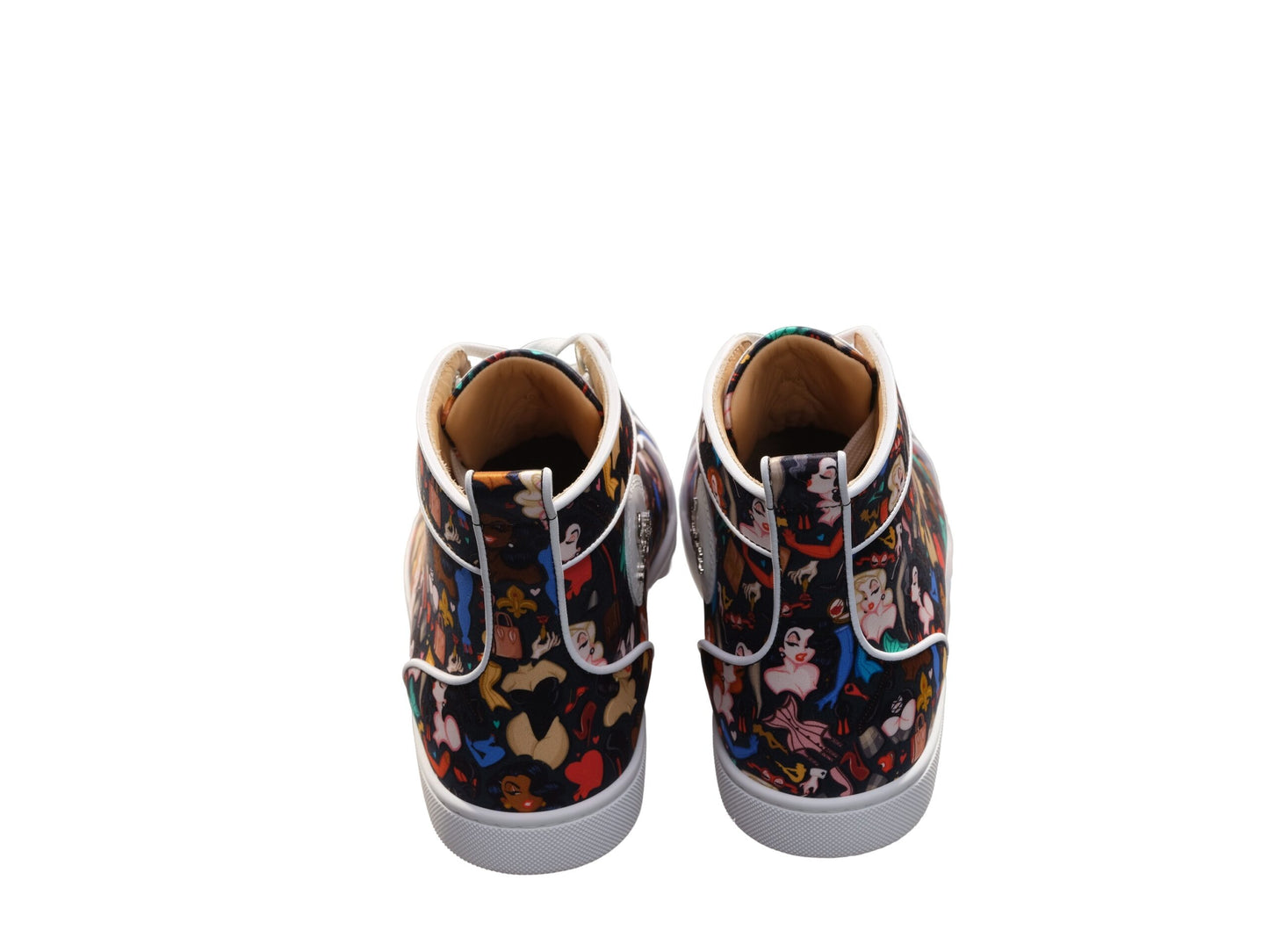 Christian Louboutin Louis Orlato Flat Crepe Satin Multicolour Limited edition Dr Bored Print High Top Sneakers