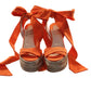 Christian Louboutin Mariza du Desert Orange and Natural Ankle Wrap Around High Heel Wedges