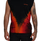 Dsquared² Black Orange Cotton Sleeveless Tank T-shirt