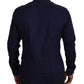 Versace Collection Elegant Dark Blue Cotton Blend Dress Shirt