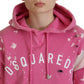 Dsquared² Pink Logo Print Cotton Hoodie Sweatshirt Sweater