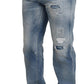 Dsquared² Blue Washed Straight Fit Men Casual Denim Jeans