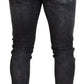 Dsquared² Gray Washed Green Print Skinny Casual Denim Jeans