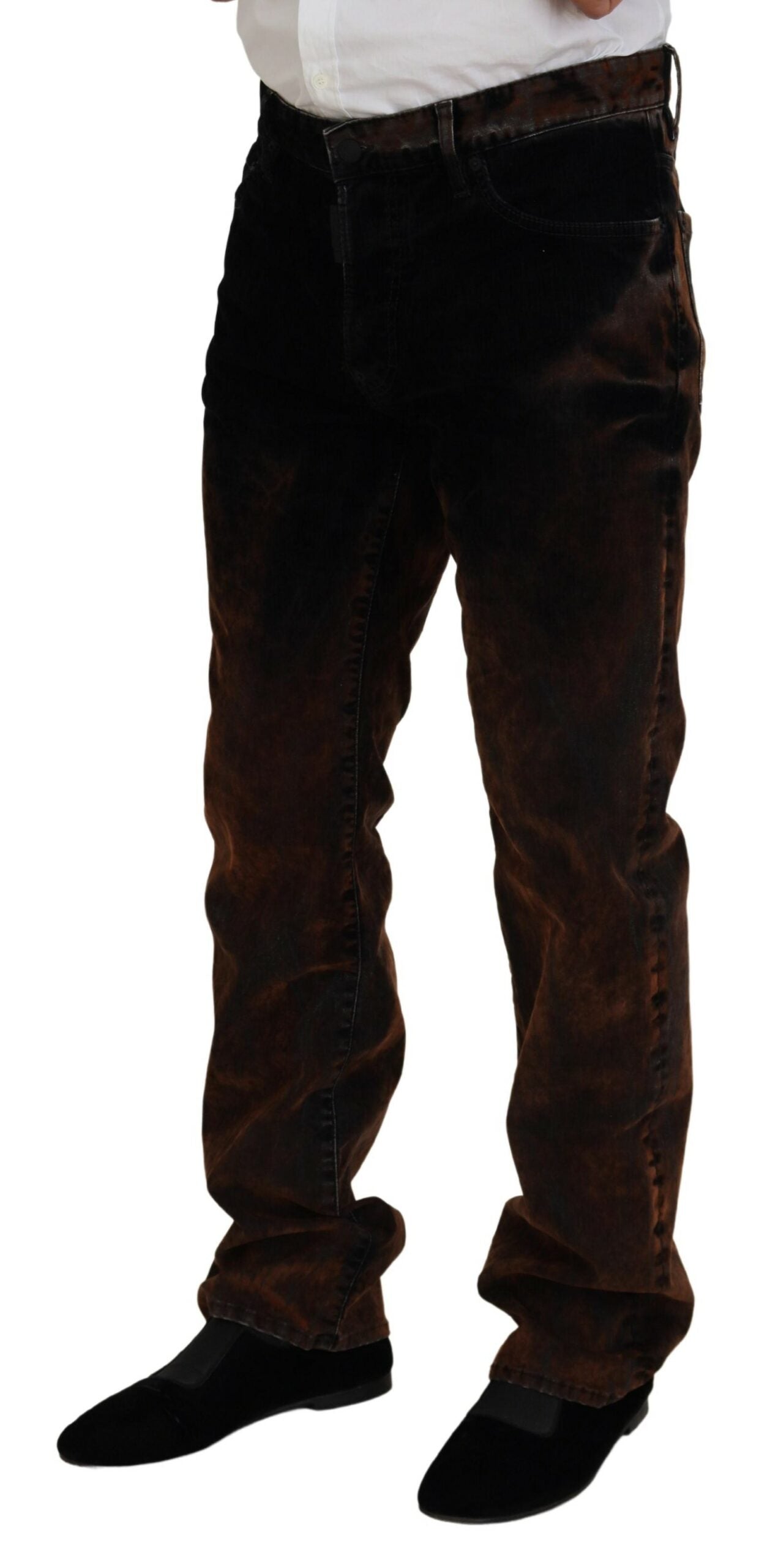 Dsquared² Brown Washed Cotton Straight Fit Casual Denim Jeans