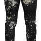 Dsquared² Black Washed White Color Splash Casual Denim Jeans