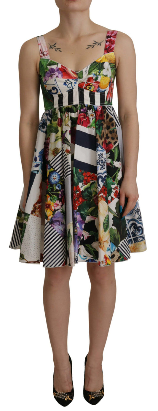 Dolce & Gabbana Elegant Patchwork Mini Dress in Vibrant Multicolor