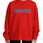 Dsquared² Red Cotton Printed Crew Neck Long Sleeve Sweater